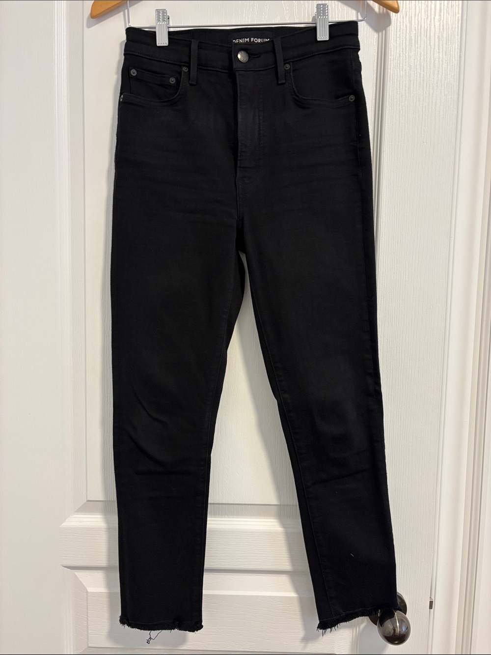 Denim Forum “The Lola” Black High-Rise Slim Jeans